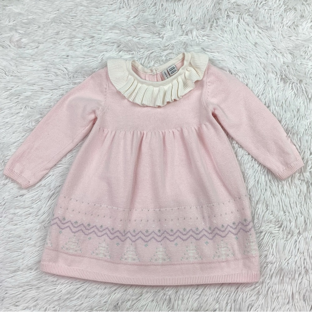 Janie and Jack size 6-12 month long sleeve‎ collared sweater dress fair isle